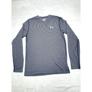 Under Armour Long Sleeve Shirt Mens M Black White Striped Coldgear Fitted